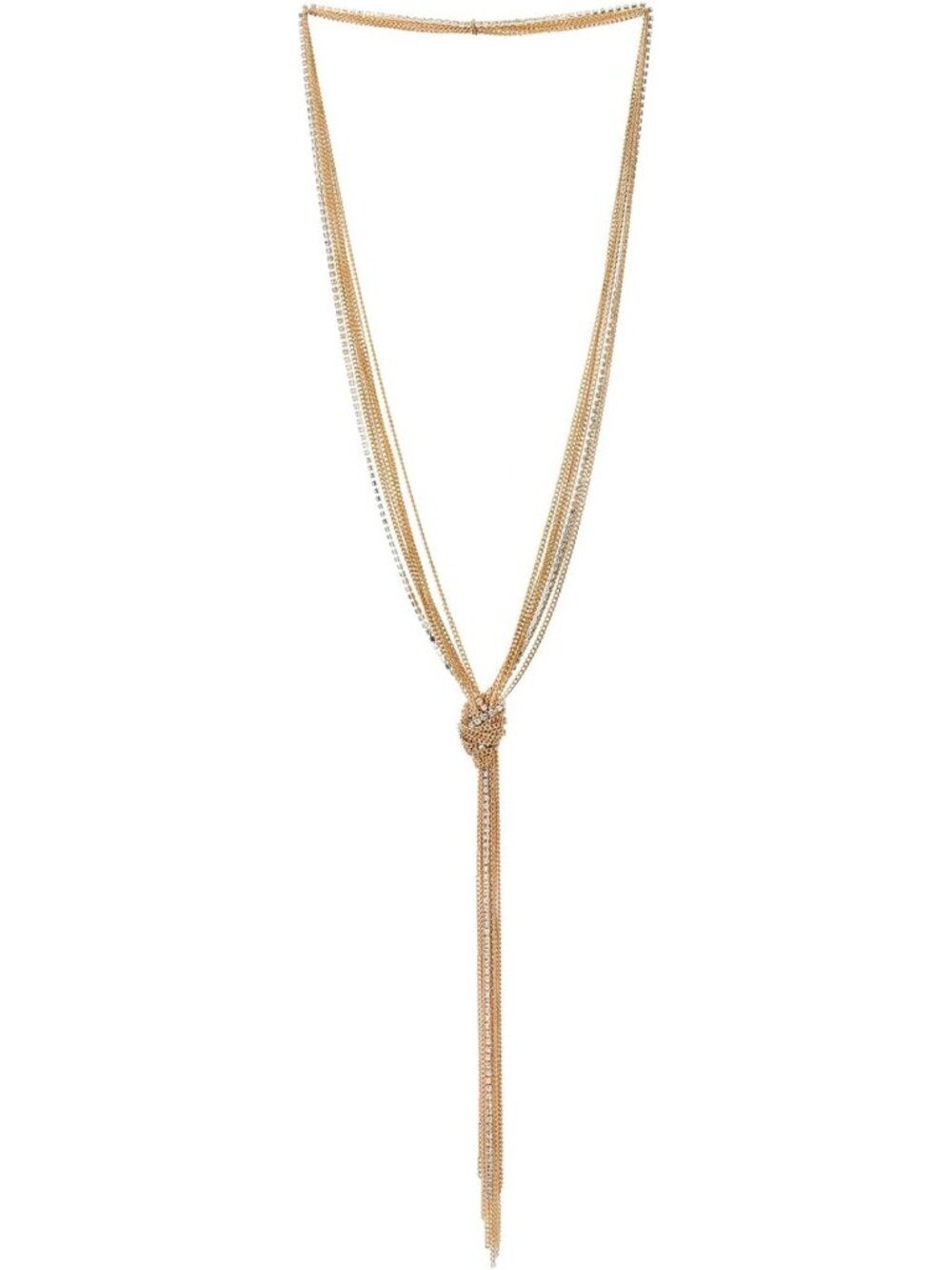 Chic Lariat Necklace with Tassel Pendant & Rhinestones, Multi-Strand Y-Shape